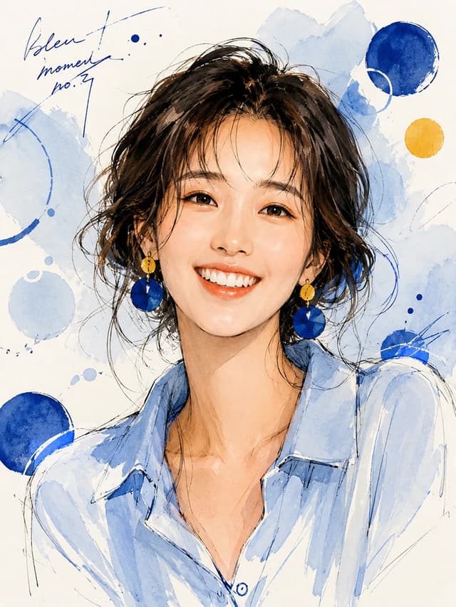 워터컬러 스케치 스타일로 변형한 인물 일러스트