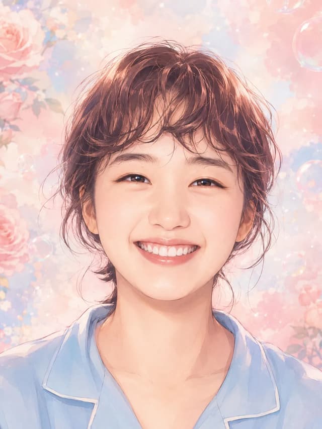파스텔 플로럴 스타일로 변형한 인물 일러스트