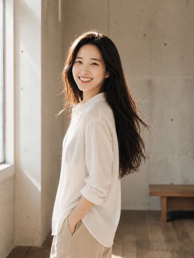 새로운 공간과 구도로 변형된 인물 사진